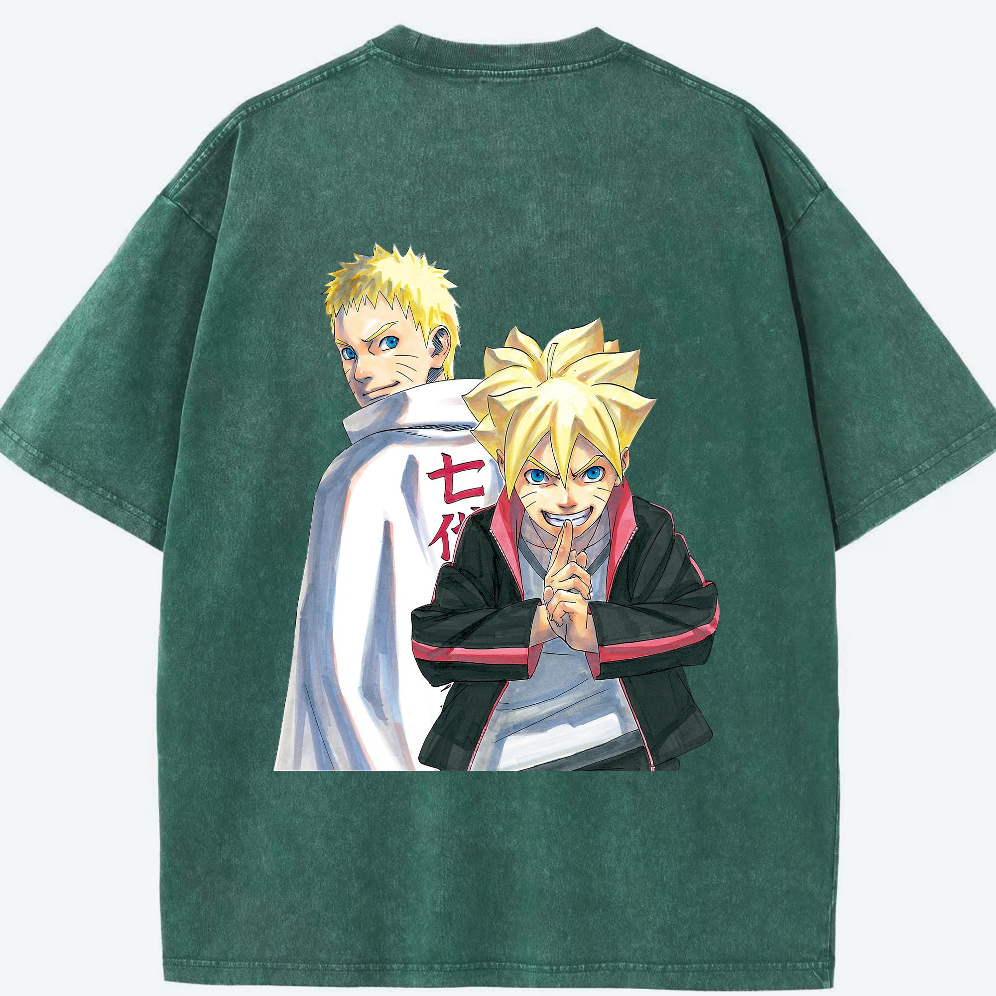 （画像用） NARUTO -ナルト- うずまき ボルト Uzumaki Boruto 綿100% ヴィンテージ風 半袖Tシャツ（背面プリント）